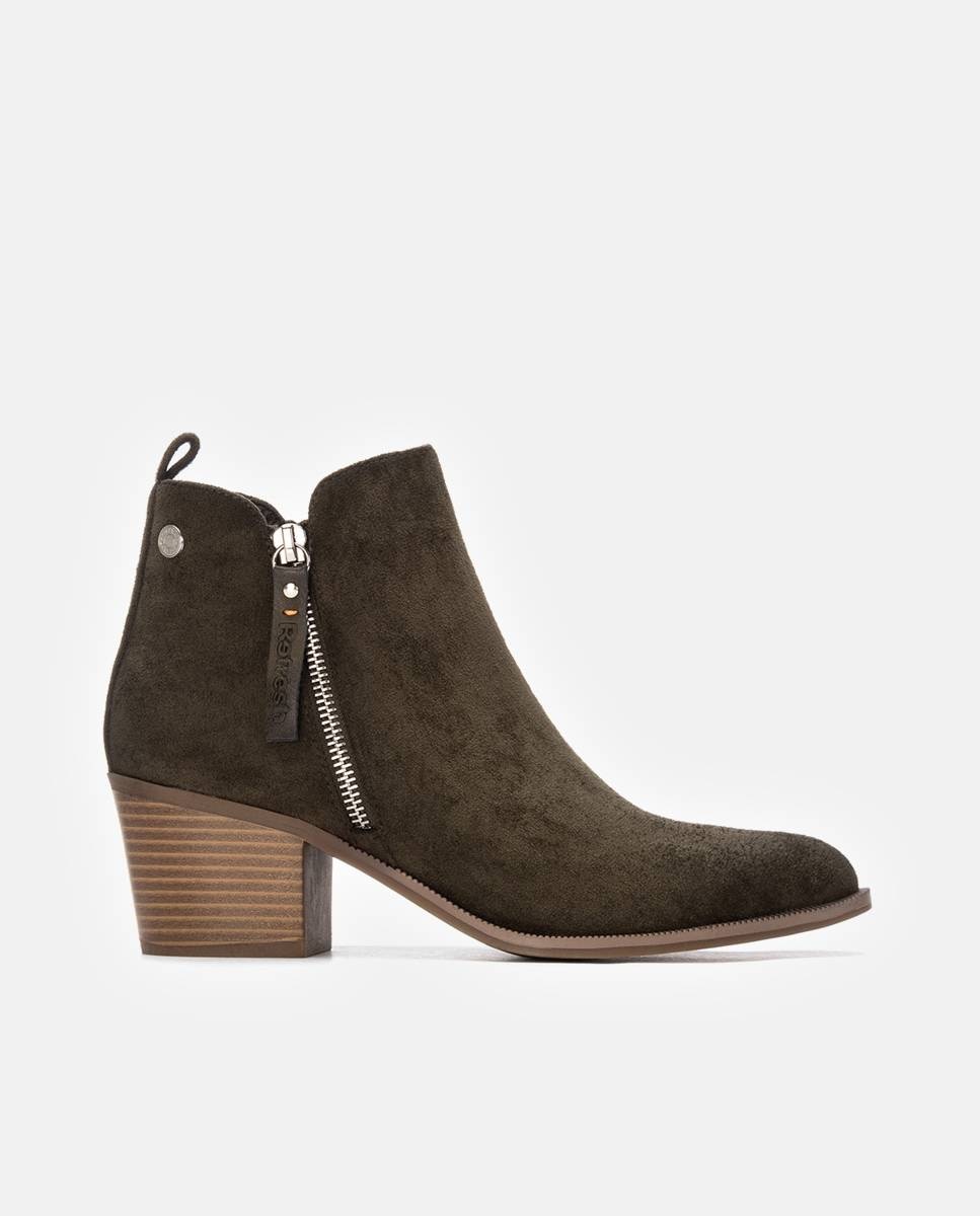 Botines de mujer cowboy con cremallera - Refresh - Kaki Kaki-1