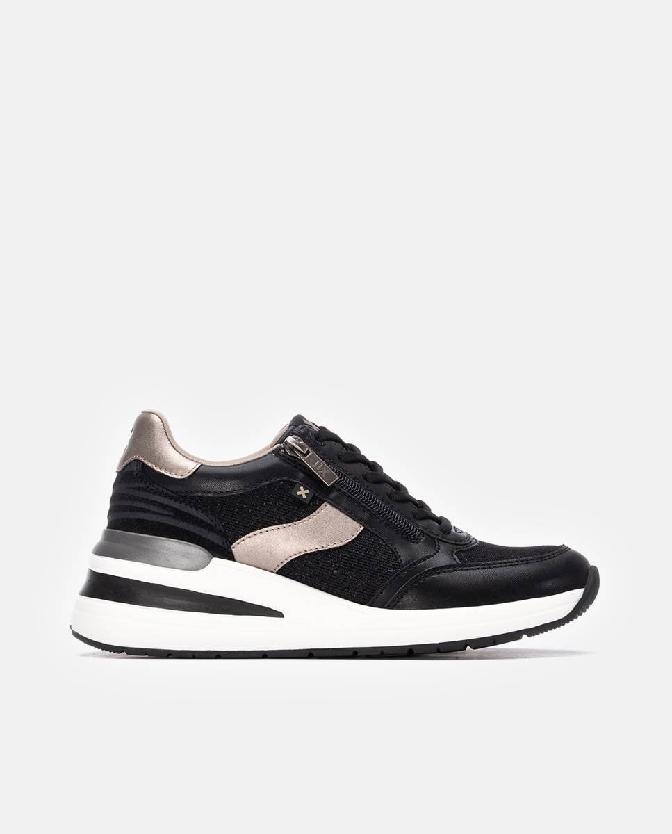 Zapatilla de mujer con cremallera - Xti - Negro Negro-1