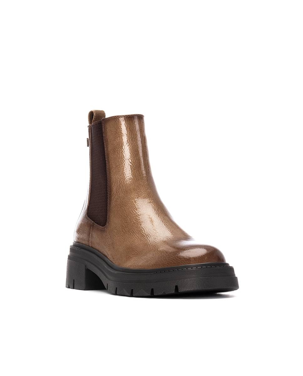 Botín de mujer de charol estilo chelsea - Xti - Beige Beige-3