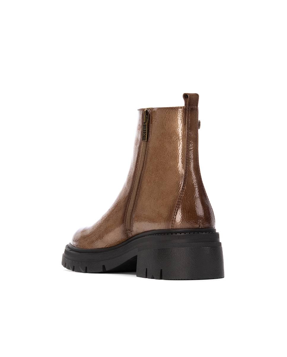 Botín de mujer de charol estilo chelsea - Xti - Beige Beige-4