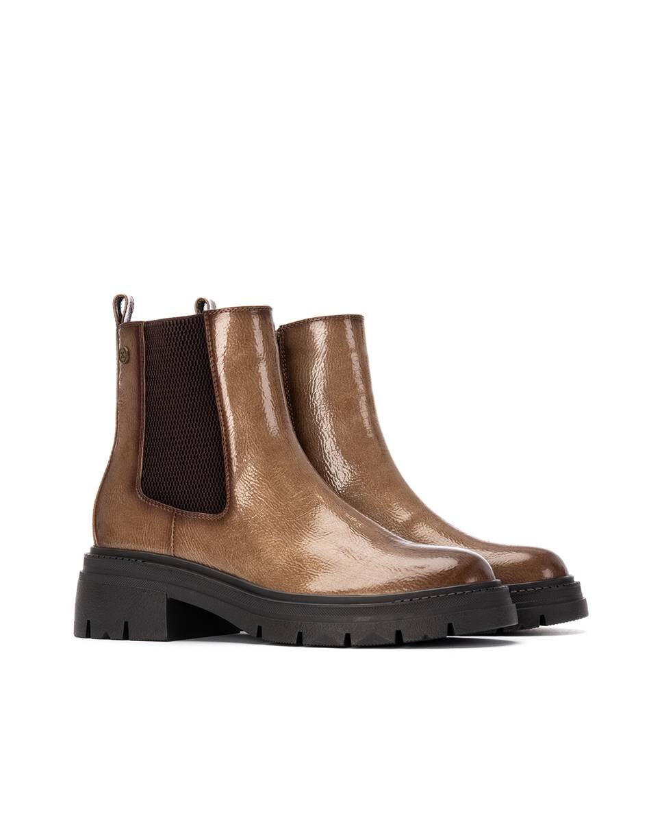 Botín de mujer de charol estilo chelsea - Xti - Beige Beige-5