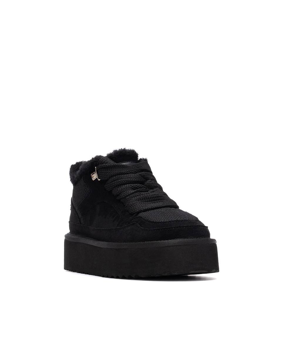 Zapatilla de mujer con cordones y pelo interior - Xti - Negro Negro-3