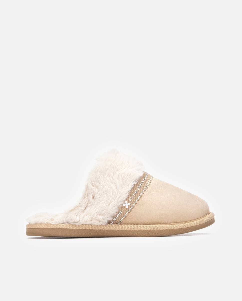 Imagen 1 de Zapatillas de casa de mujer con pelo destalonadas Beige