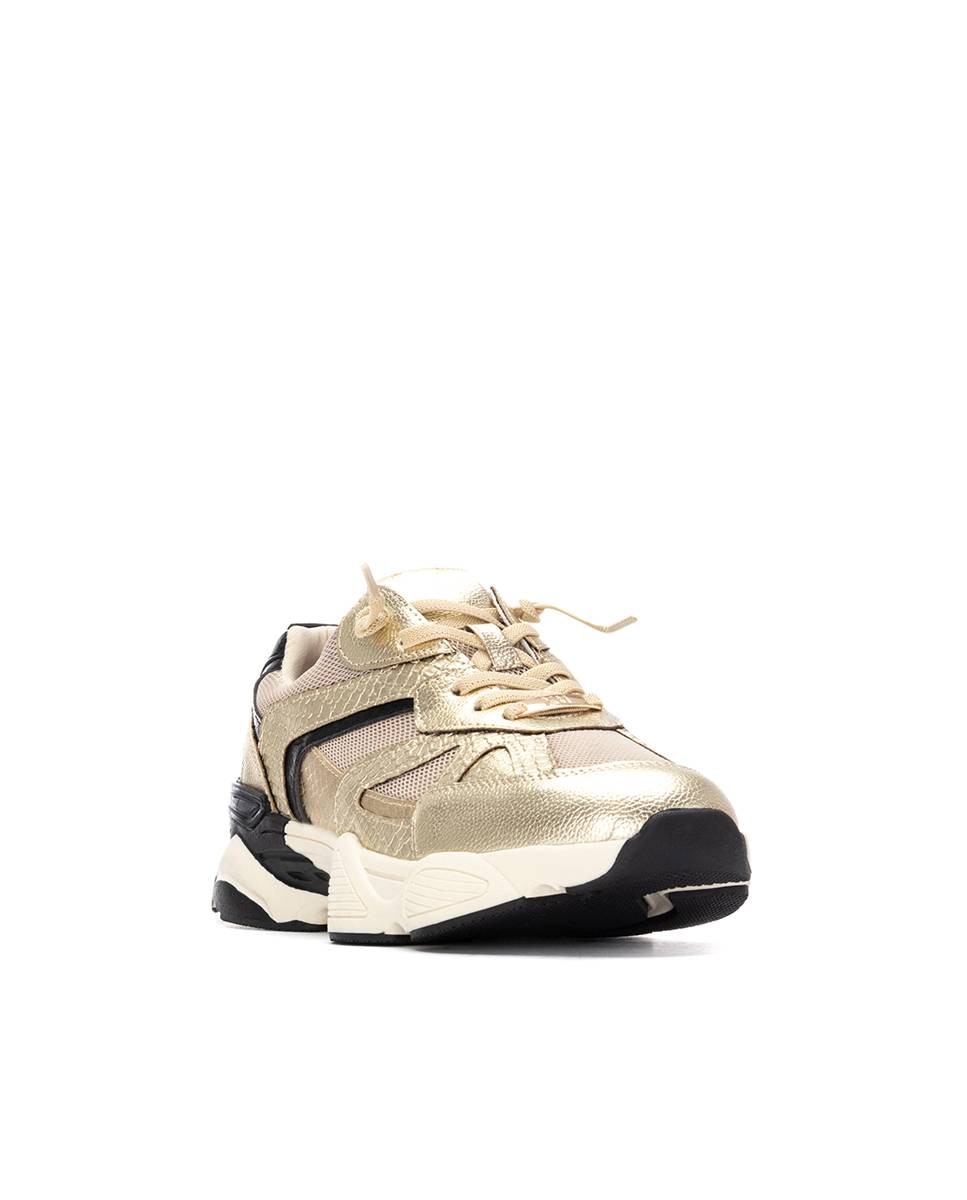 Zapatilla de mujer con cordones - Xti - Oro Oro-3
