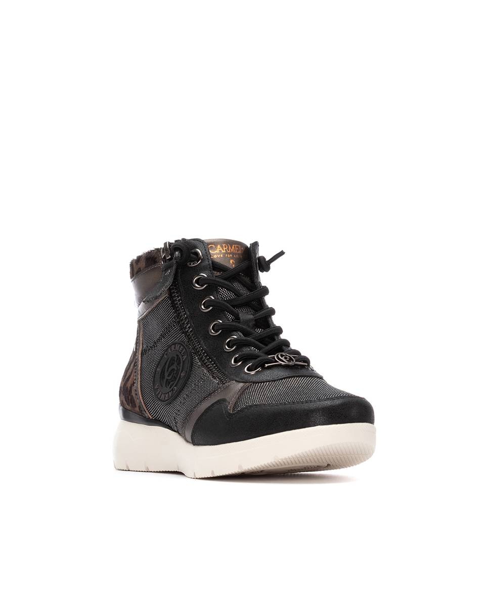 Botines de mujer con cordones de piel - Carmela - Negro Negro-3
