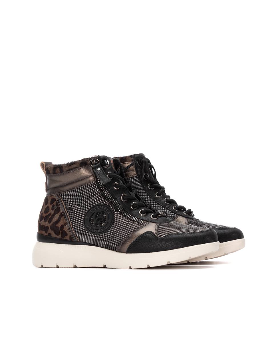 Botines de mujer con cordones de piel - Carmela - Negro Negro-4