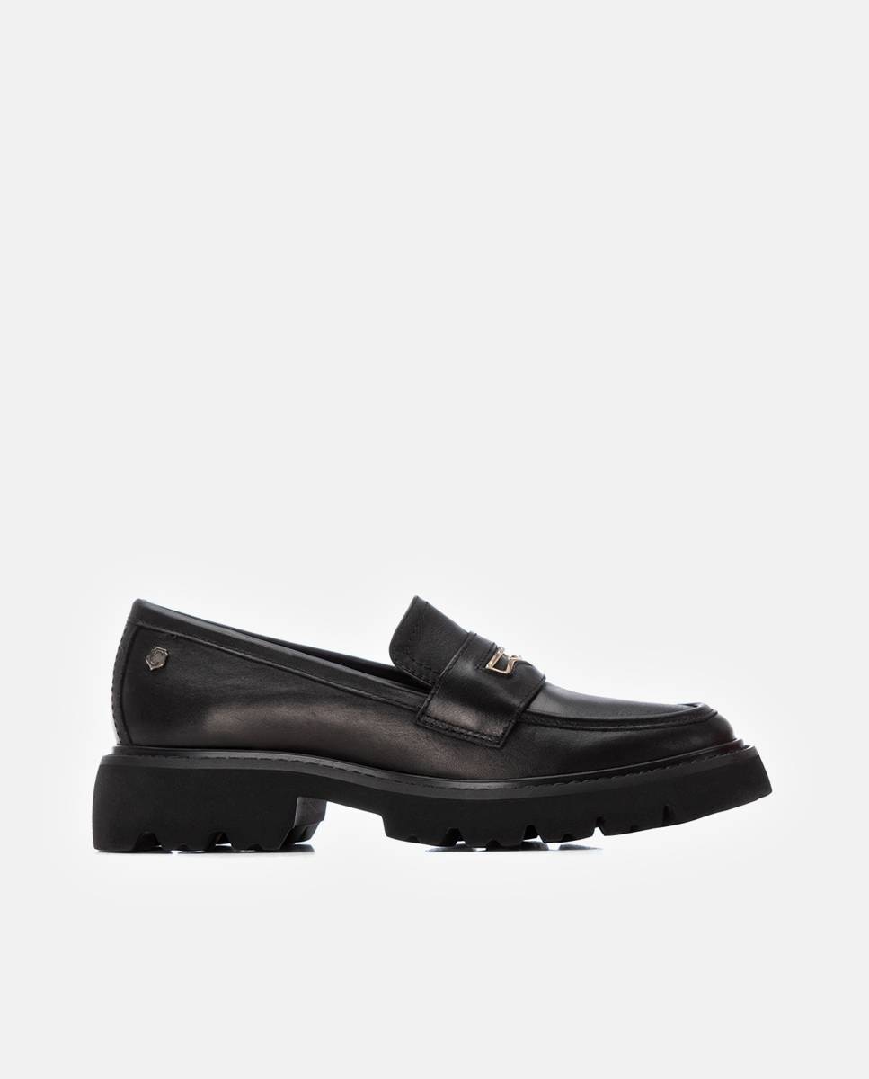 Mocasín de mujer de piel - Carmela - Negro Negro-1