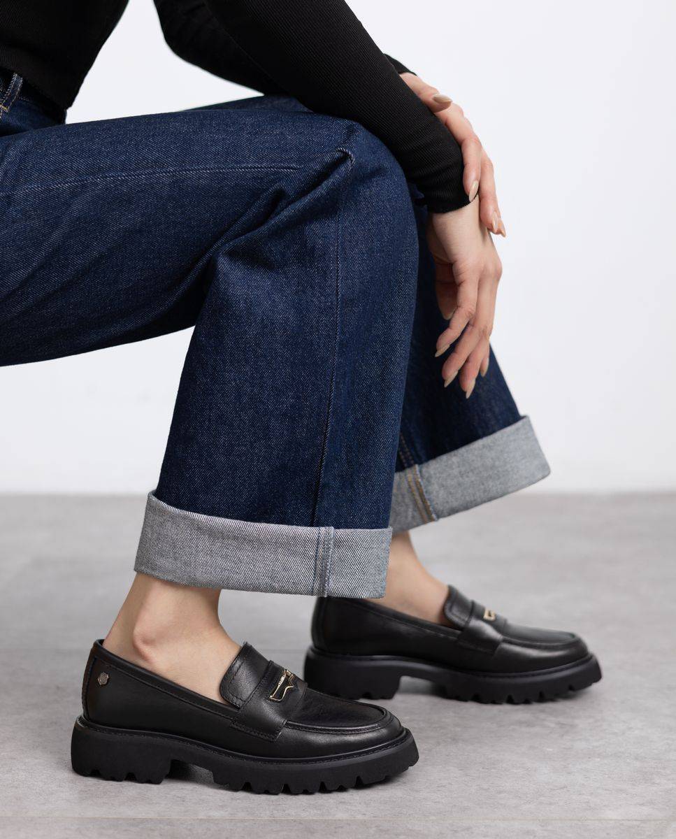 Mocasín de mujer de piel - Carmela - Negro Negro-2