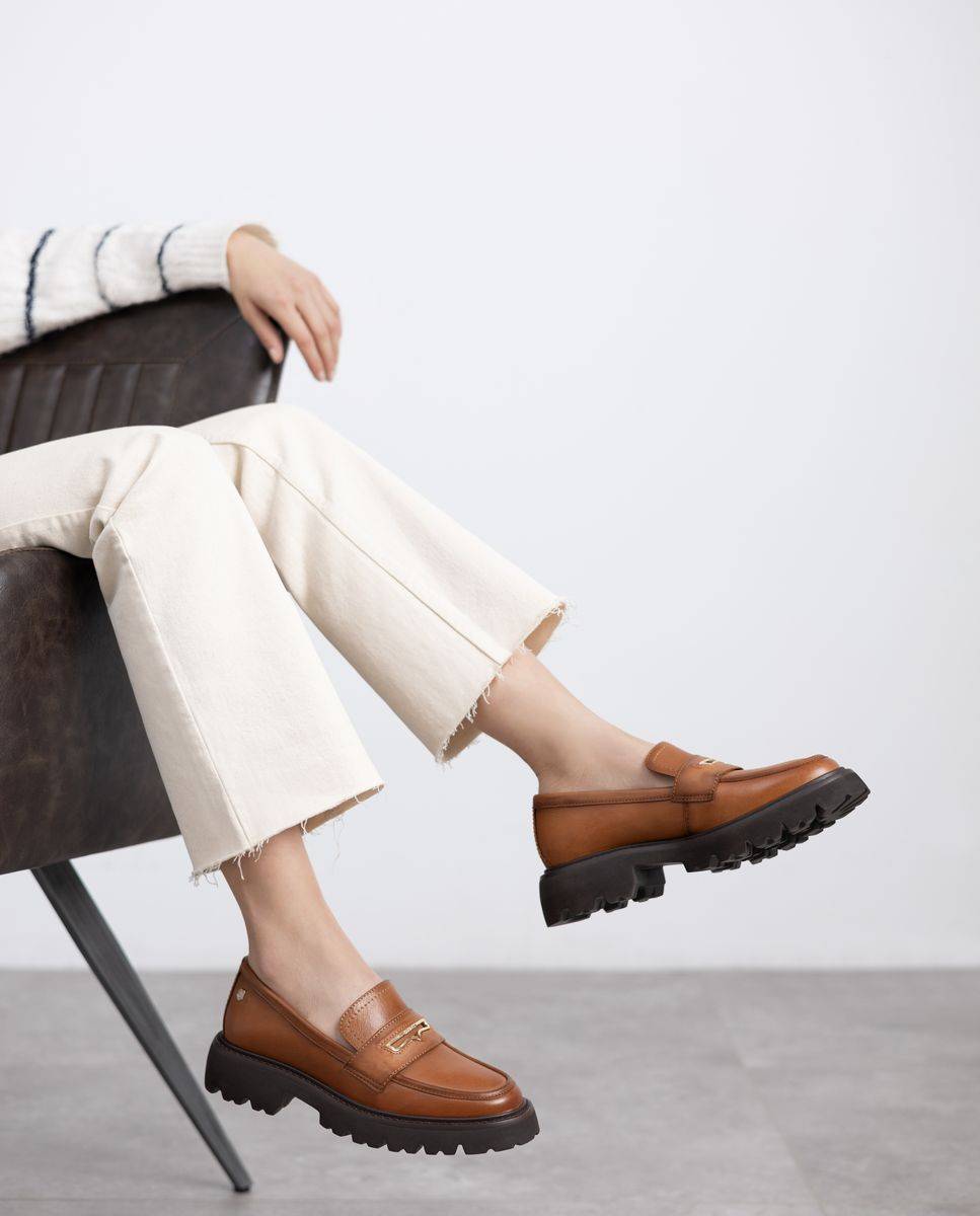 Mocasín de mujer de piel - Carmela - Camel Camel-2