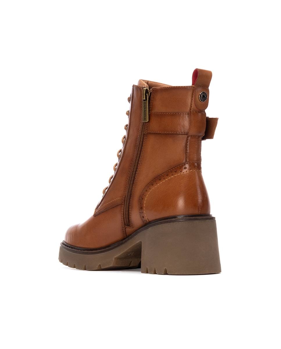 Botines de mujer con cordones de piel - Carmela - Camel Camel-4