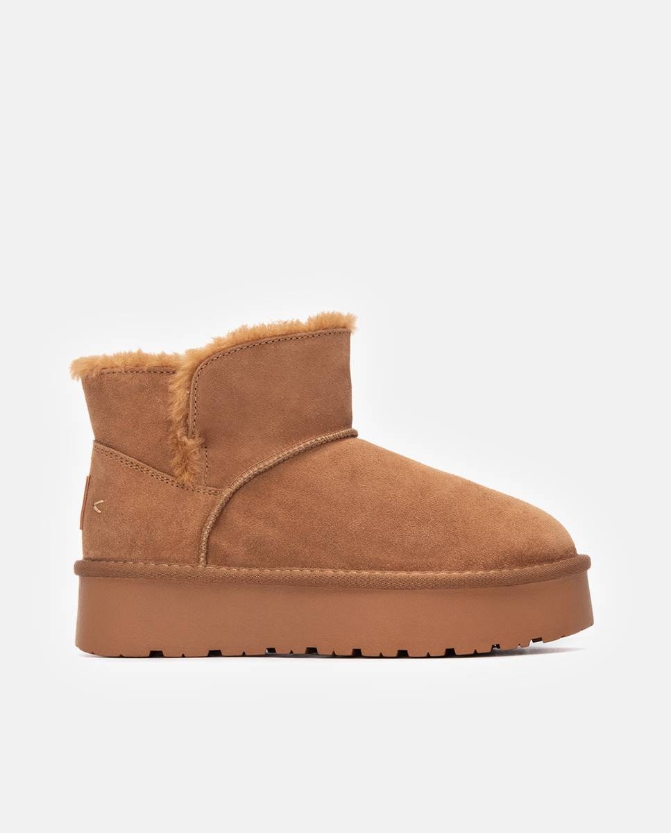 Botines con pelo de mujer de piel - Carmela - Camel Camel-1