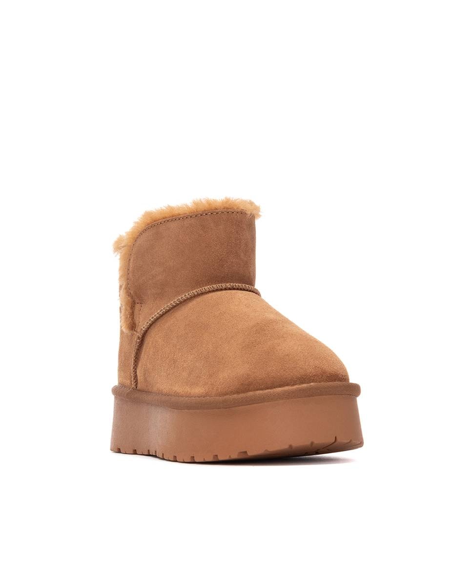 Botines con pelo de mujer de piel - Carmela - Camel Camel-3