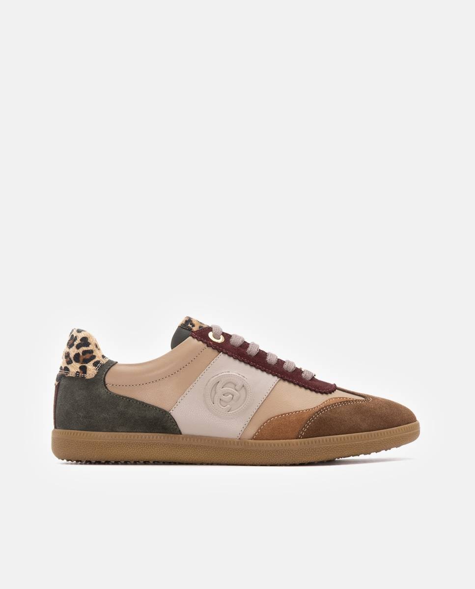 Imagen 0 de Zapatilla de mujer de piel con cordones Multicolor