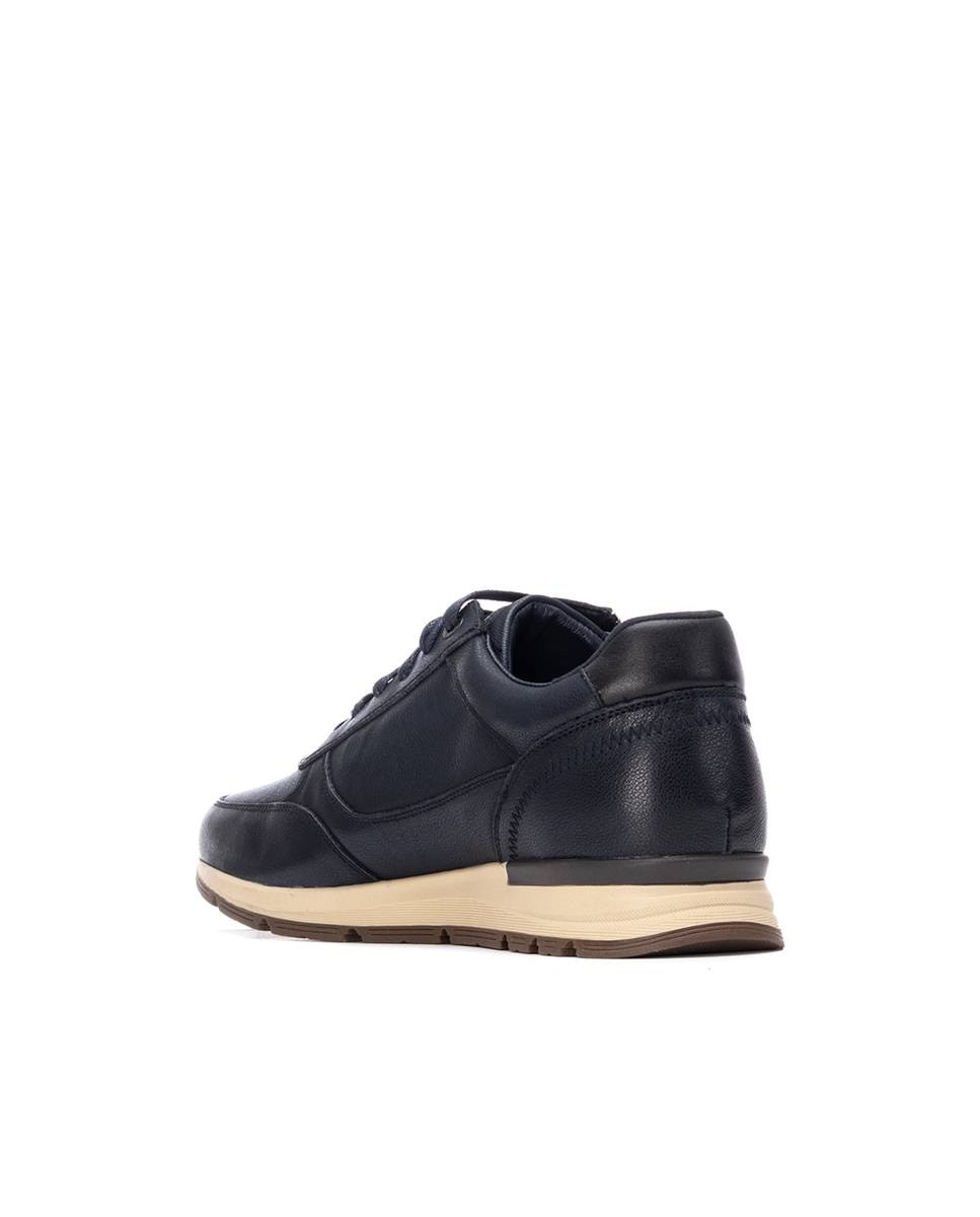 Zapatillas de piel de hombre con cordones y cremallera lateral - Carmela - Azul marino Azul marino-2
