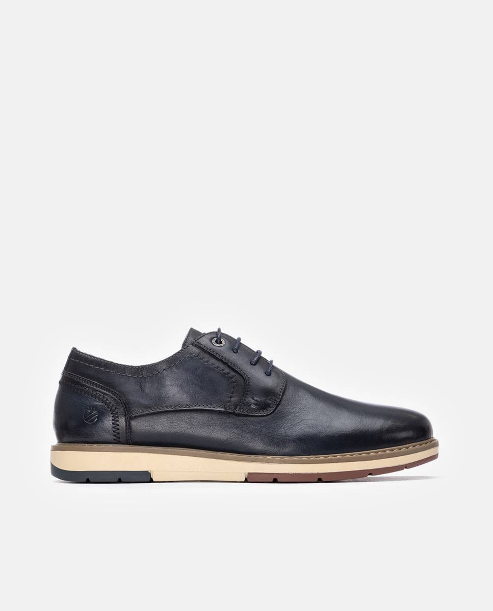 Imagen 0 de Zapato de piel de hombre con cordones Azul marino