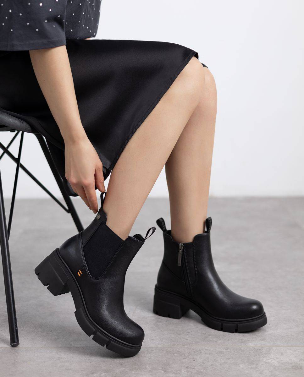 Botín de mujer chelsea con tacón ancho - Refresh - Negro Negro-2