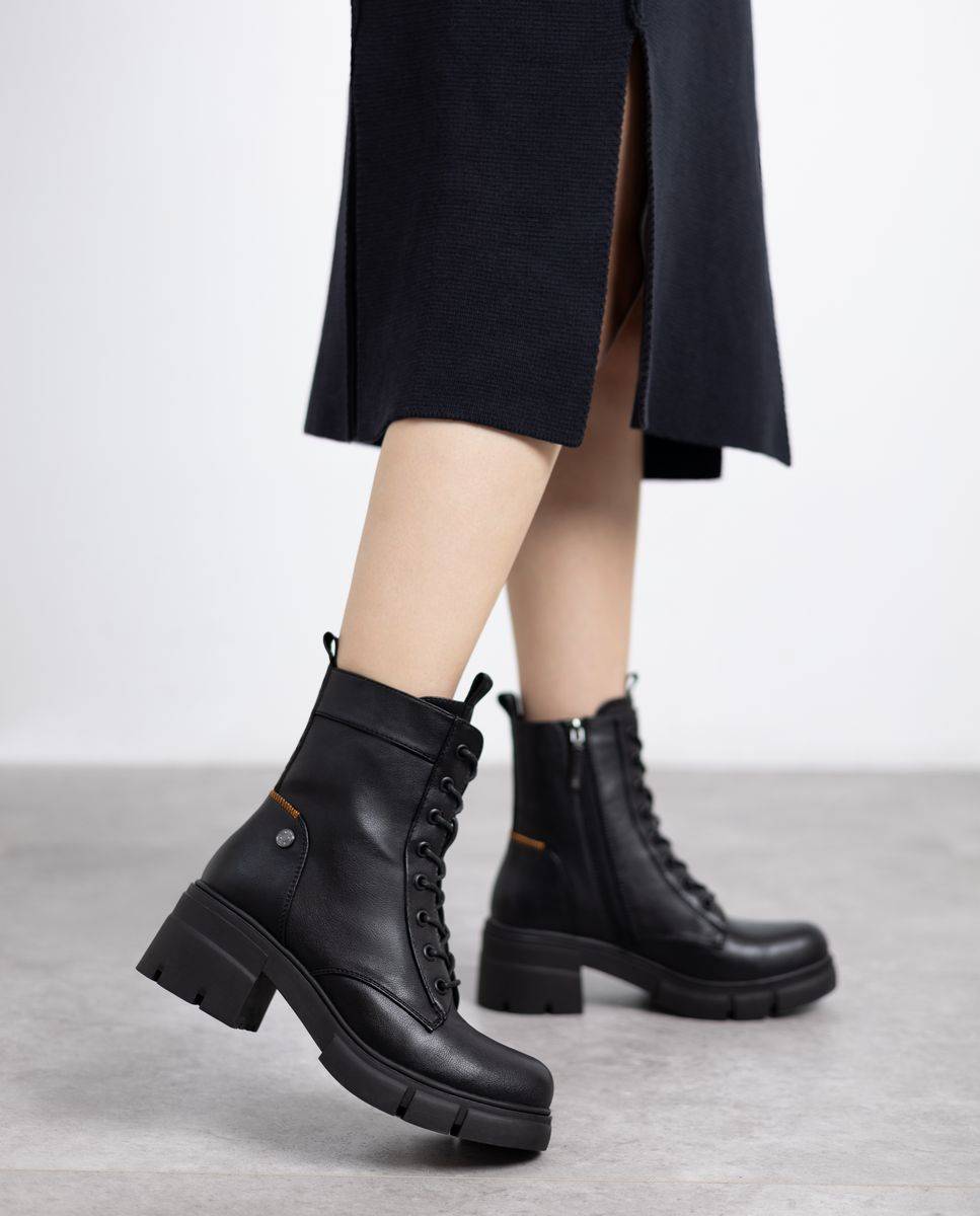 Botín de mujer con cordones - Refresh - Negro Negro-2