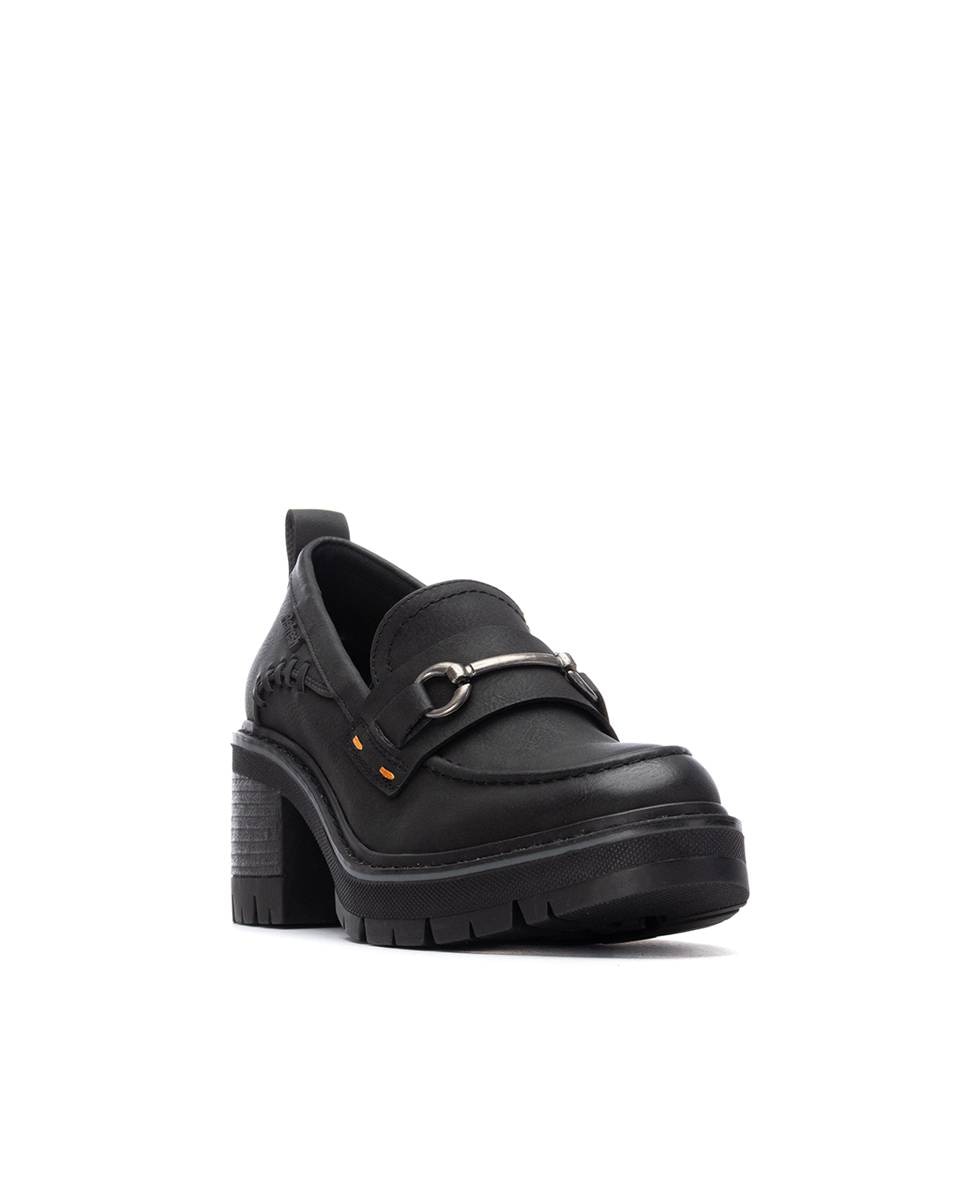 Mocasines de mujer con tacón ancho y suela de goma - Refresh - Negro Negro-3