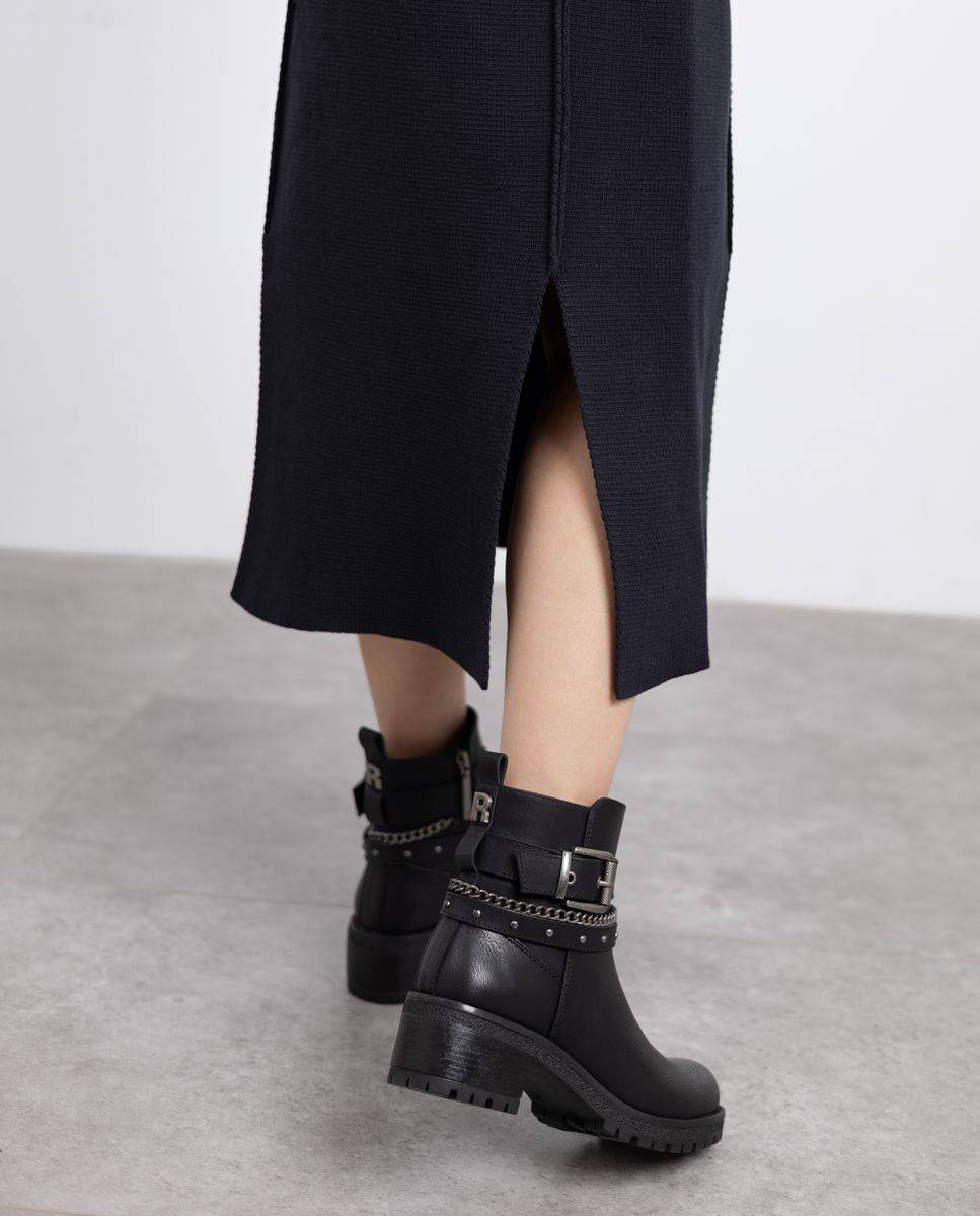 Botines de mujer con hebillas y tacón ancho - Refresh - Negro Negro-2