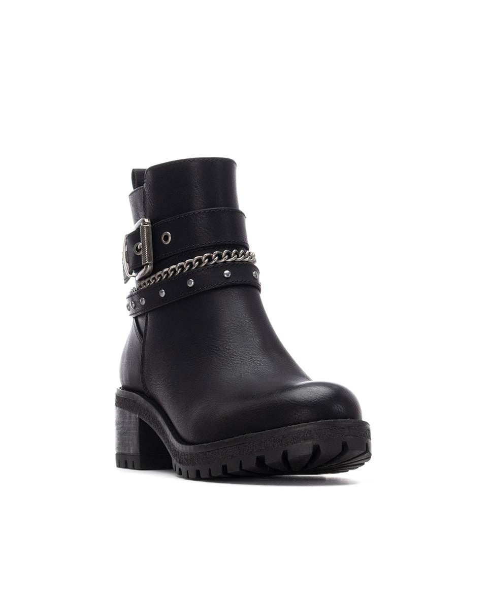 Botines de mujer con hebillas y tacón ancho - Refresh - Negro Negro-3