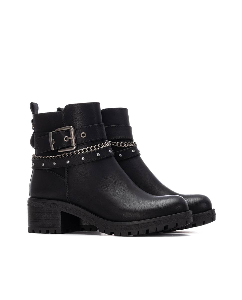 Botines de mujer con hebillas y tacón ancho - Refresh - Negro Negro-5