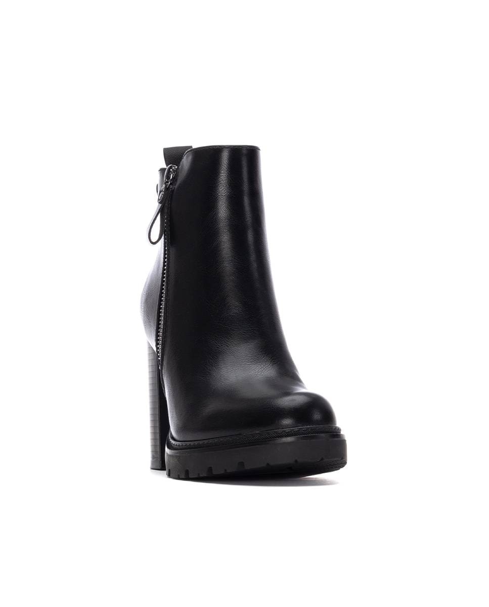 Botines de mujer con tacón alto y cremallera - Refresh - Negro Negro-3