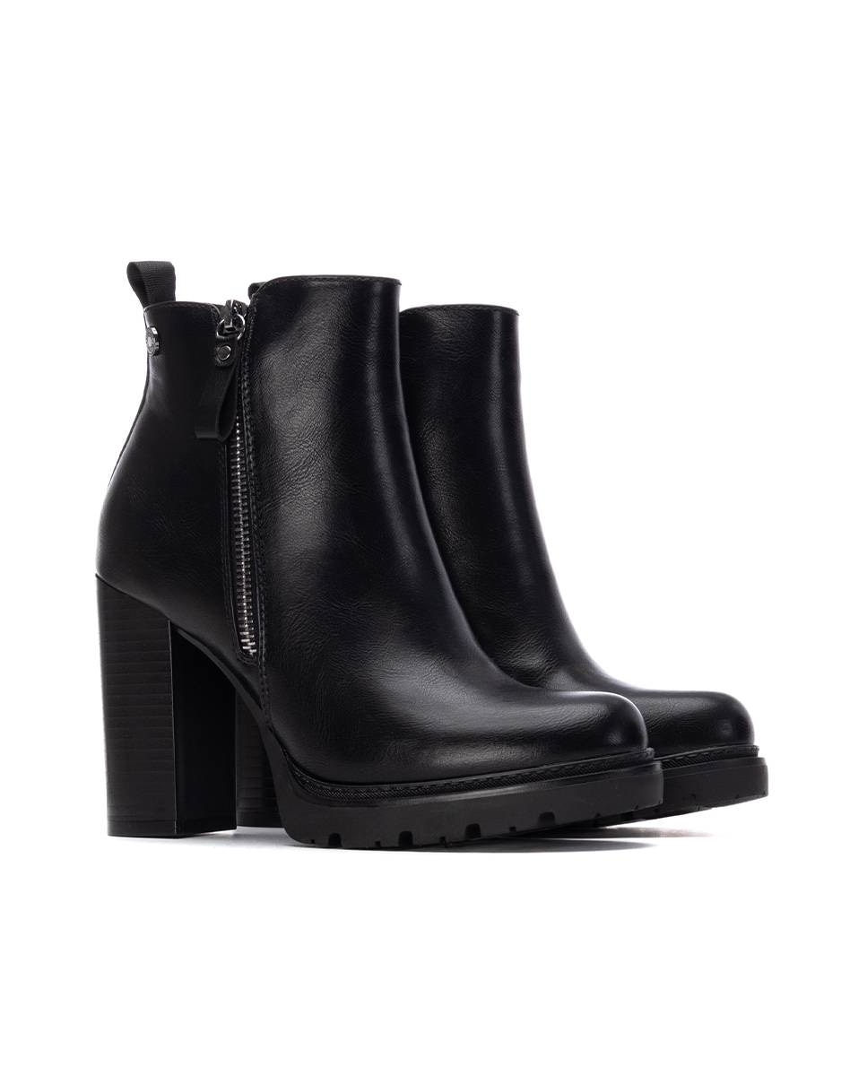 Botines de mujer con tacón alto y cremallera - Refresh - Negro Negro-5