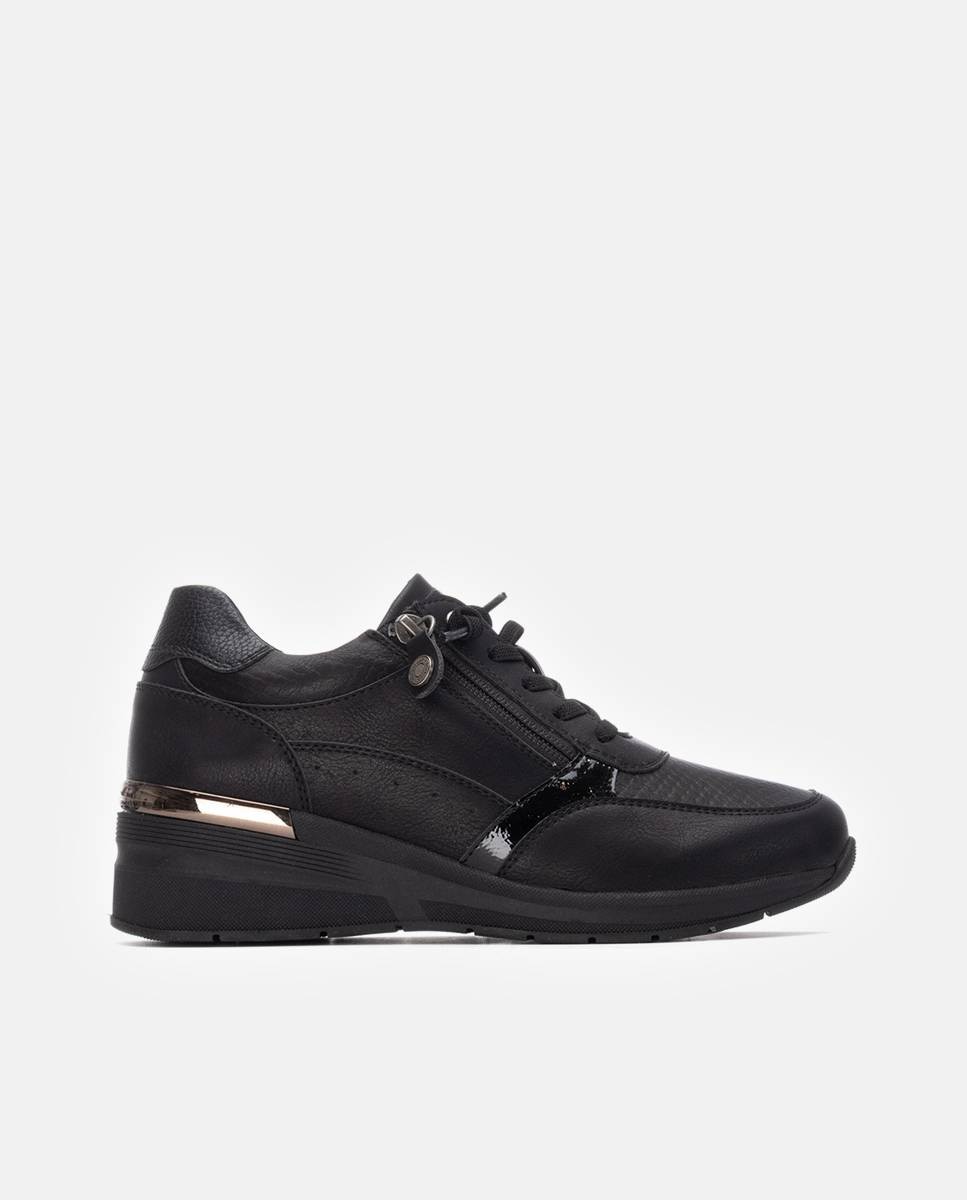 Zapatilla de mujer con cordones - Refresh - Negro Negro-1