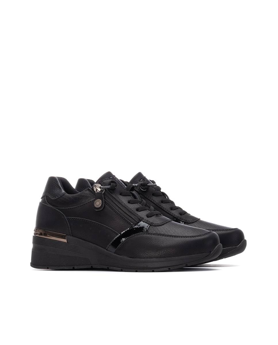 Zapatilla de mujer con cordones - Refresh - Negro Negro-5