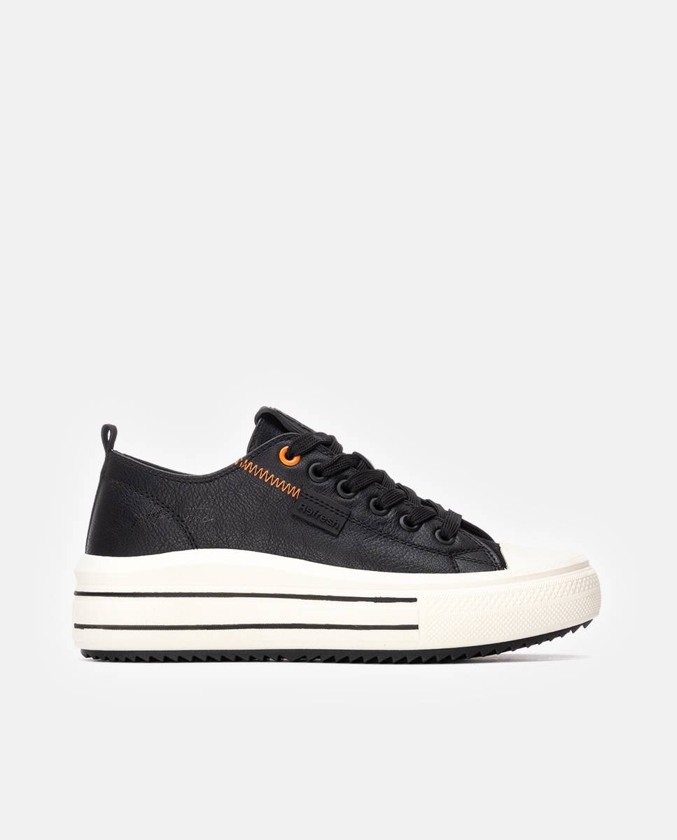 Zapatilla de mujer con cordones - Refresh - Negro Negro-1