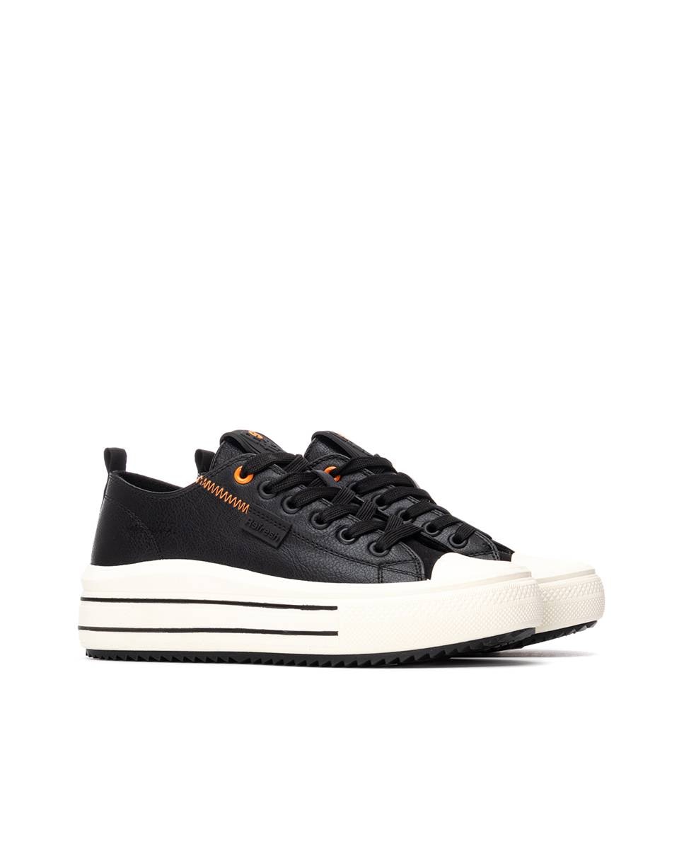 Zapatilla de mujer con cordones - Refresh - Negro Negro-4