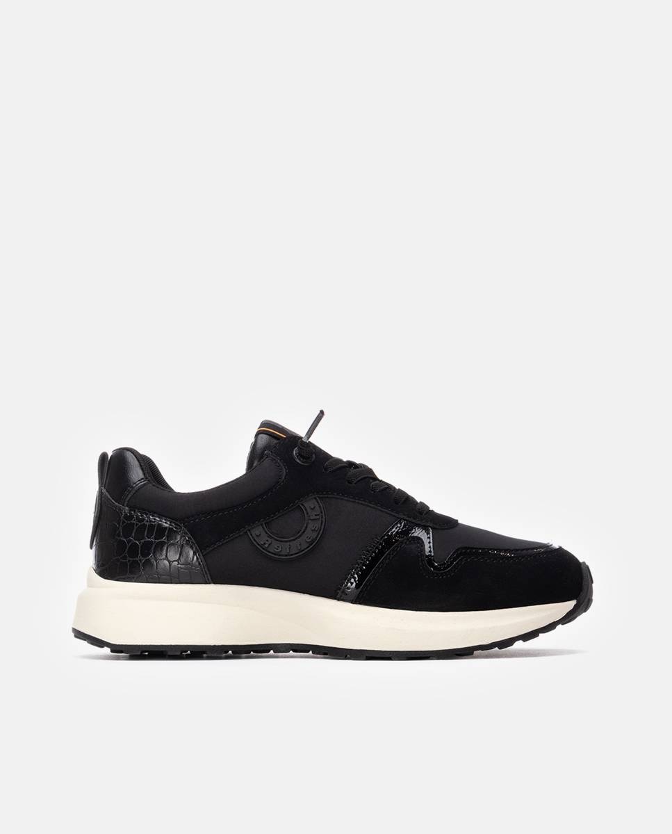 Zapatilla de mujer con cordones - Refresh - Negro Negro-1