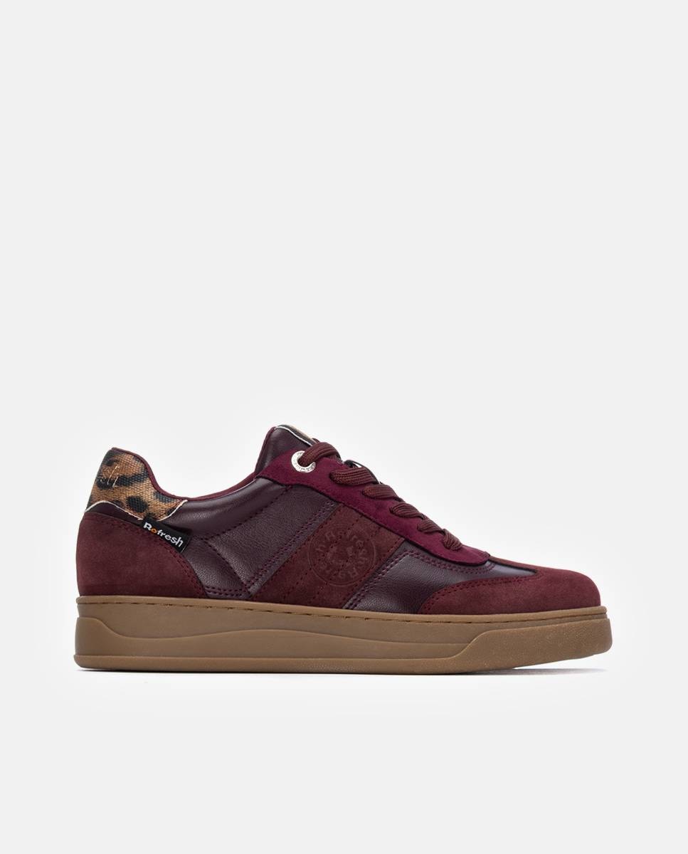 Zapatilla de mujer con cordones - Refresh - Burdeos Burdeos-1