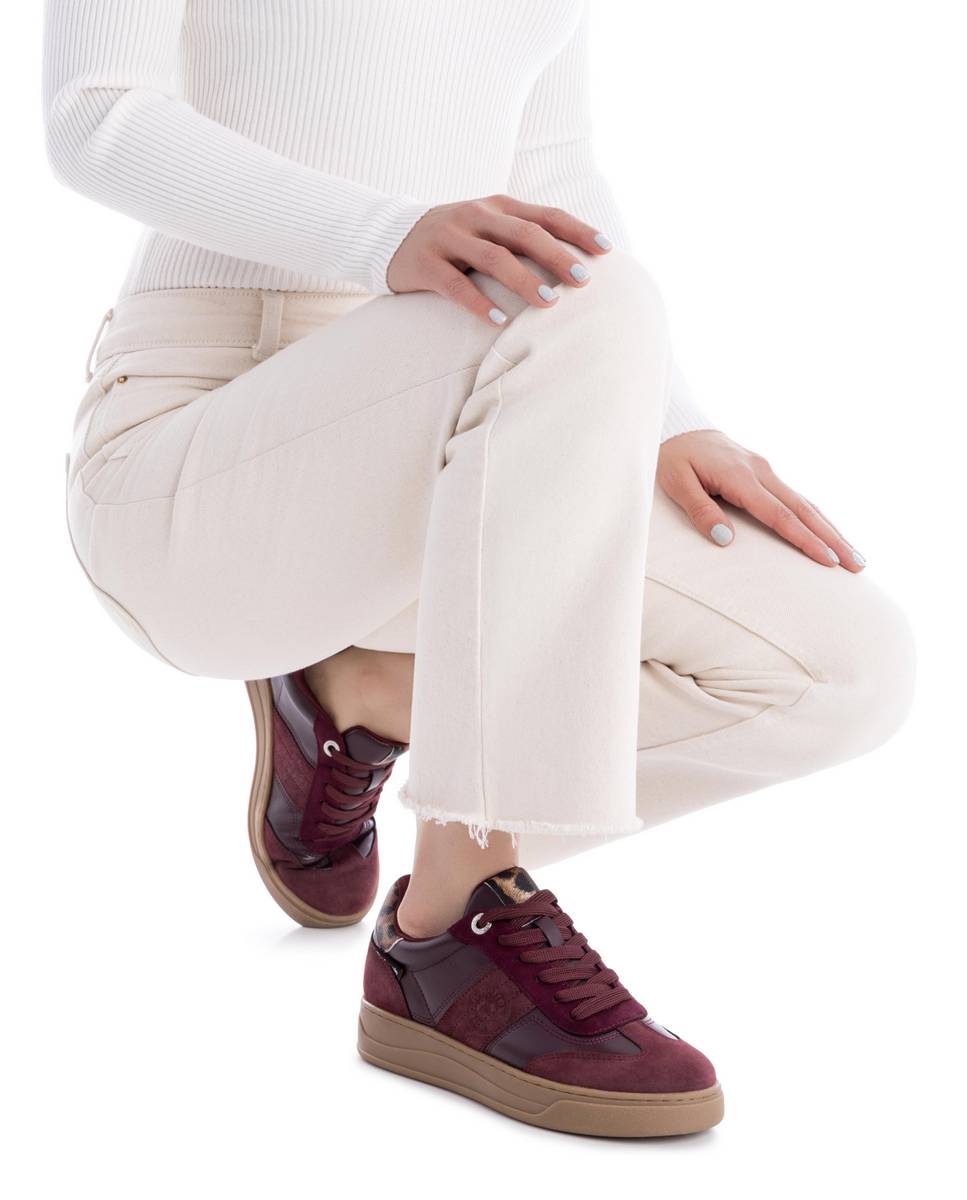 Zapatilla de mujer con cordones - Refresh - Burdeos Burdeos-2