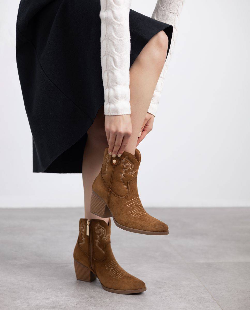 Botín de mujer cowboy de antelina - Refresh - Camel Camel-2