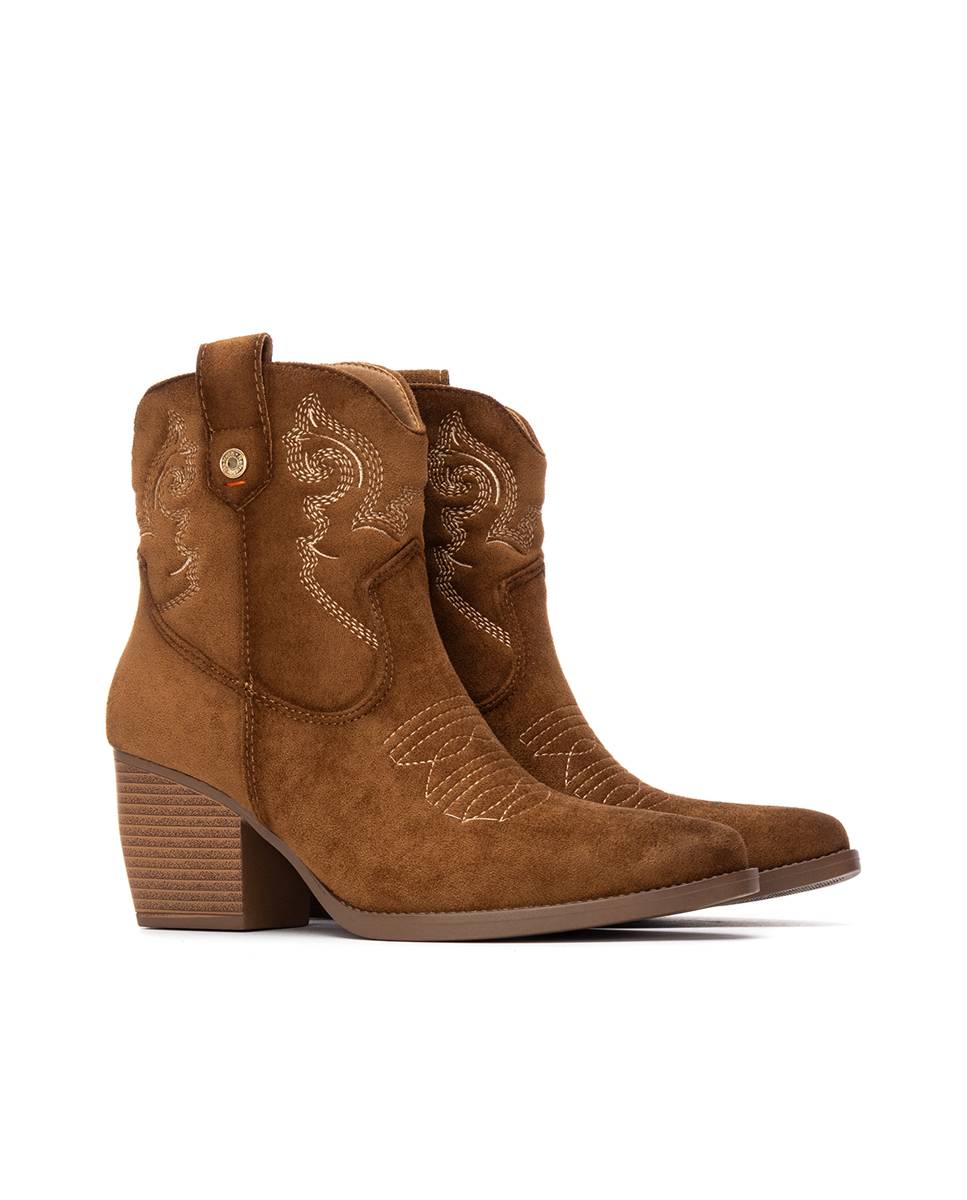 Botín de mujer cowboy de antelina - Refresh - Camel Camel-5