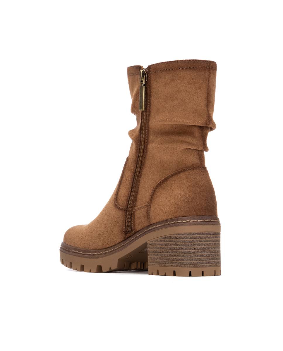 Botines de mujer con cremallera y tacón ancho - Refresh - Marrón Marrón-4