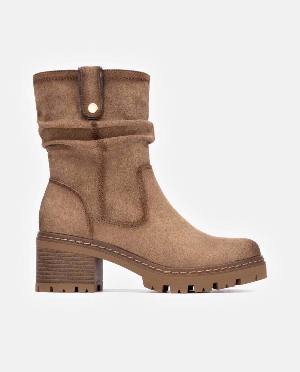 Botines de mujer con cremallera y tacón ancho - Refresh - Beige Beige-1