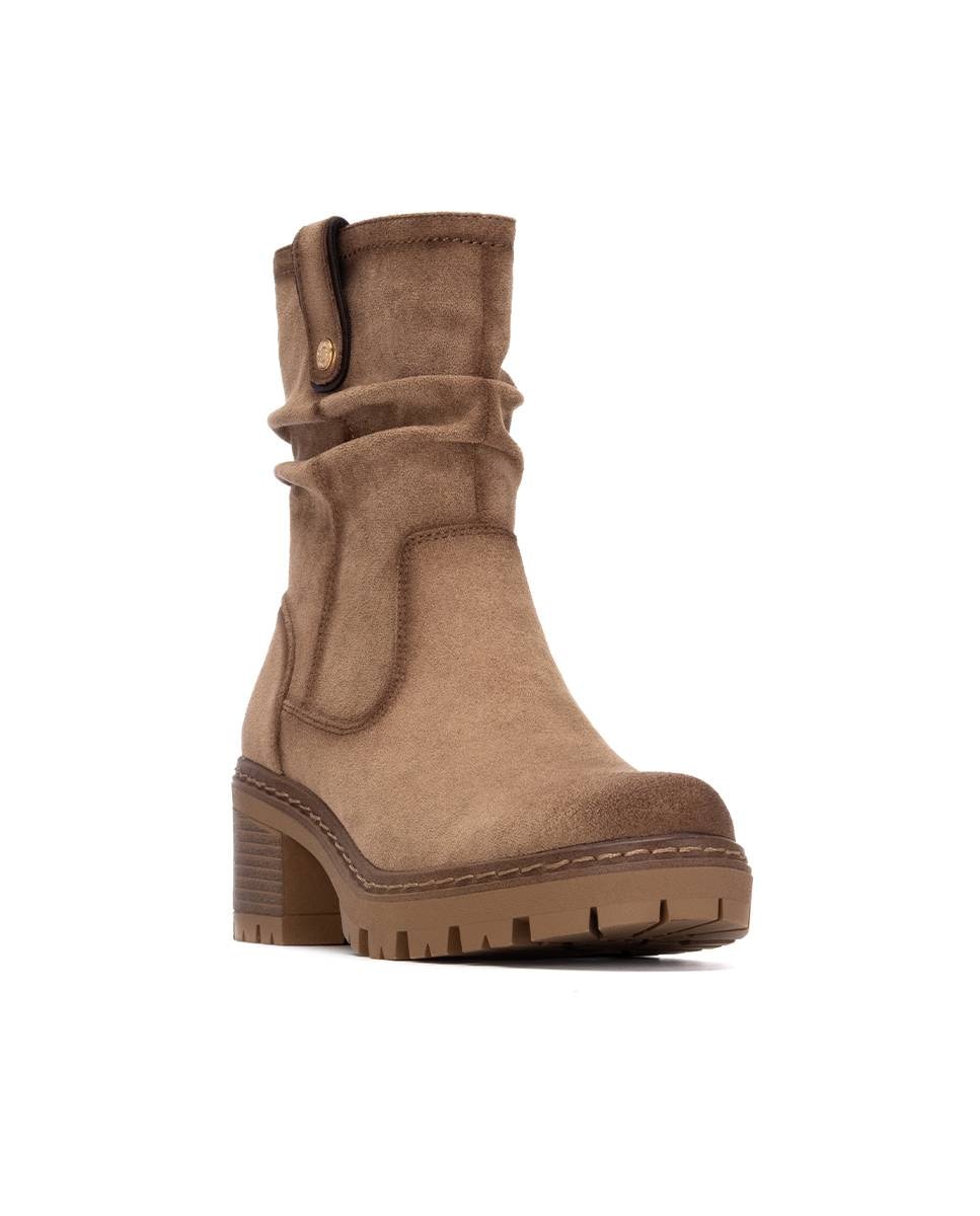 Botines de mujer con cremallera y tacón ancho - Refresh - Beige Beige-3