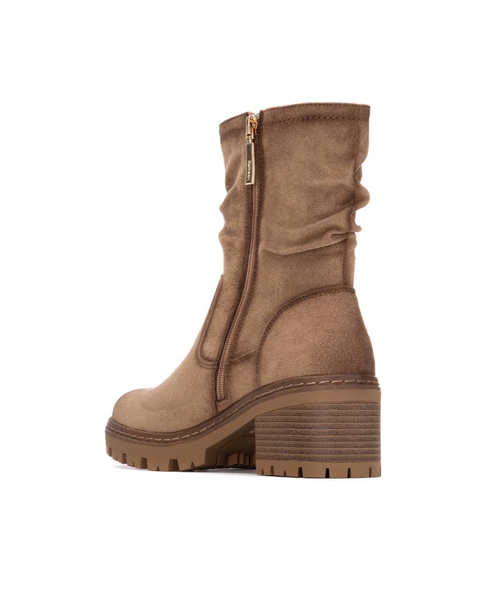 Botines de mujer con cremallera y tacón ancho - Refresh - Beige Beige-4