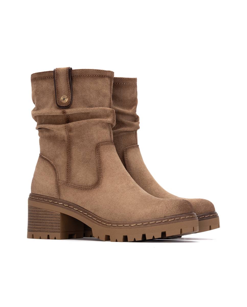 Botines de mujer con cremallera y tacón ancho - Refresh - Beige Beige-5