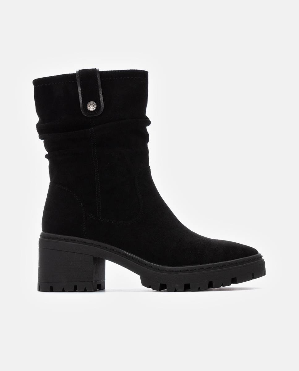 Botines de mujer con cremallera y tacón ancho - Refresh - Negro Negro-1