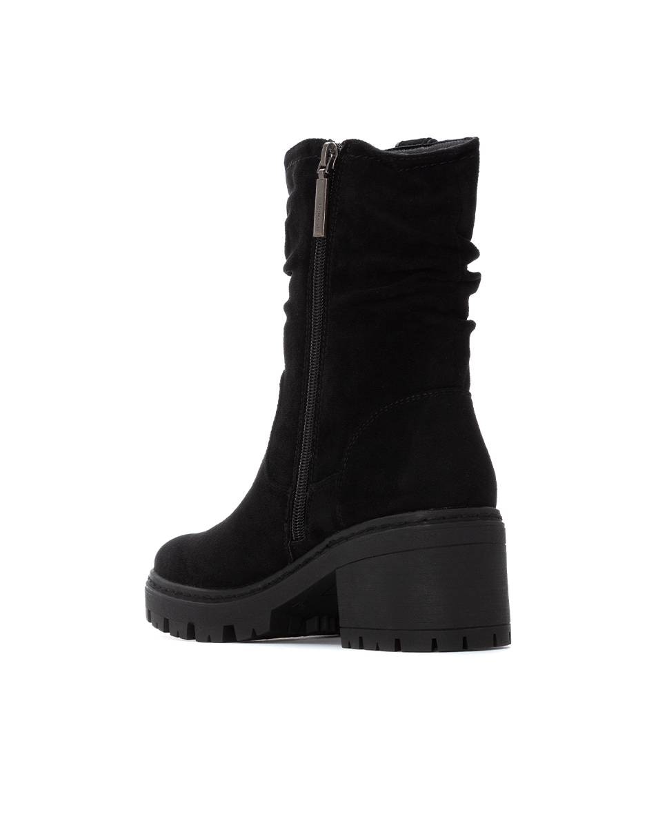 Botines de mujer con cremallera y tacón ancho - Refresh - Negro Negro-4