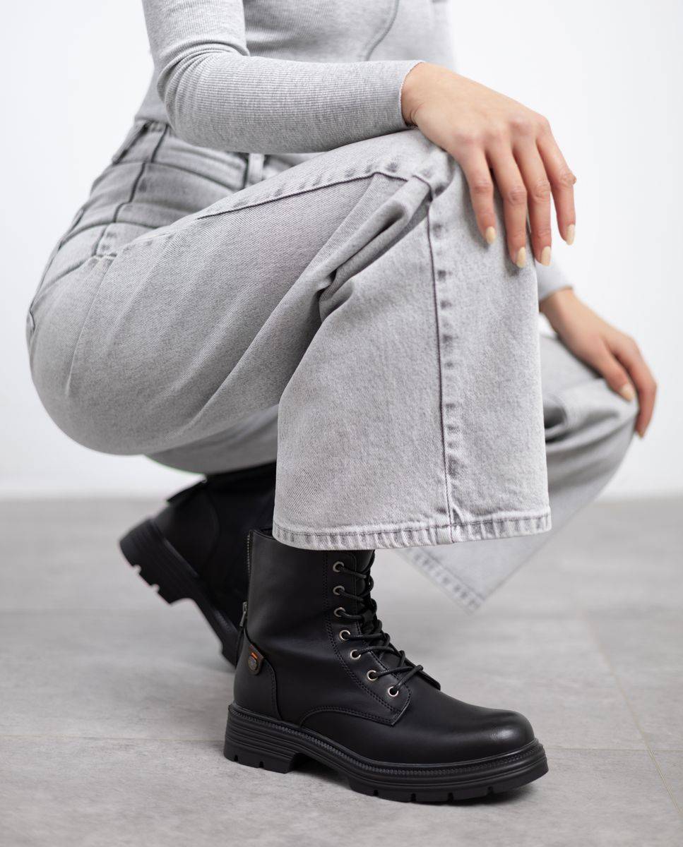 Botín militar de mujer con cordones - Refresh - Negro Negro-2