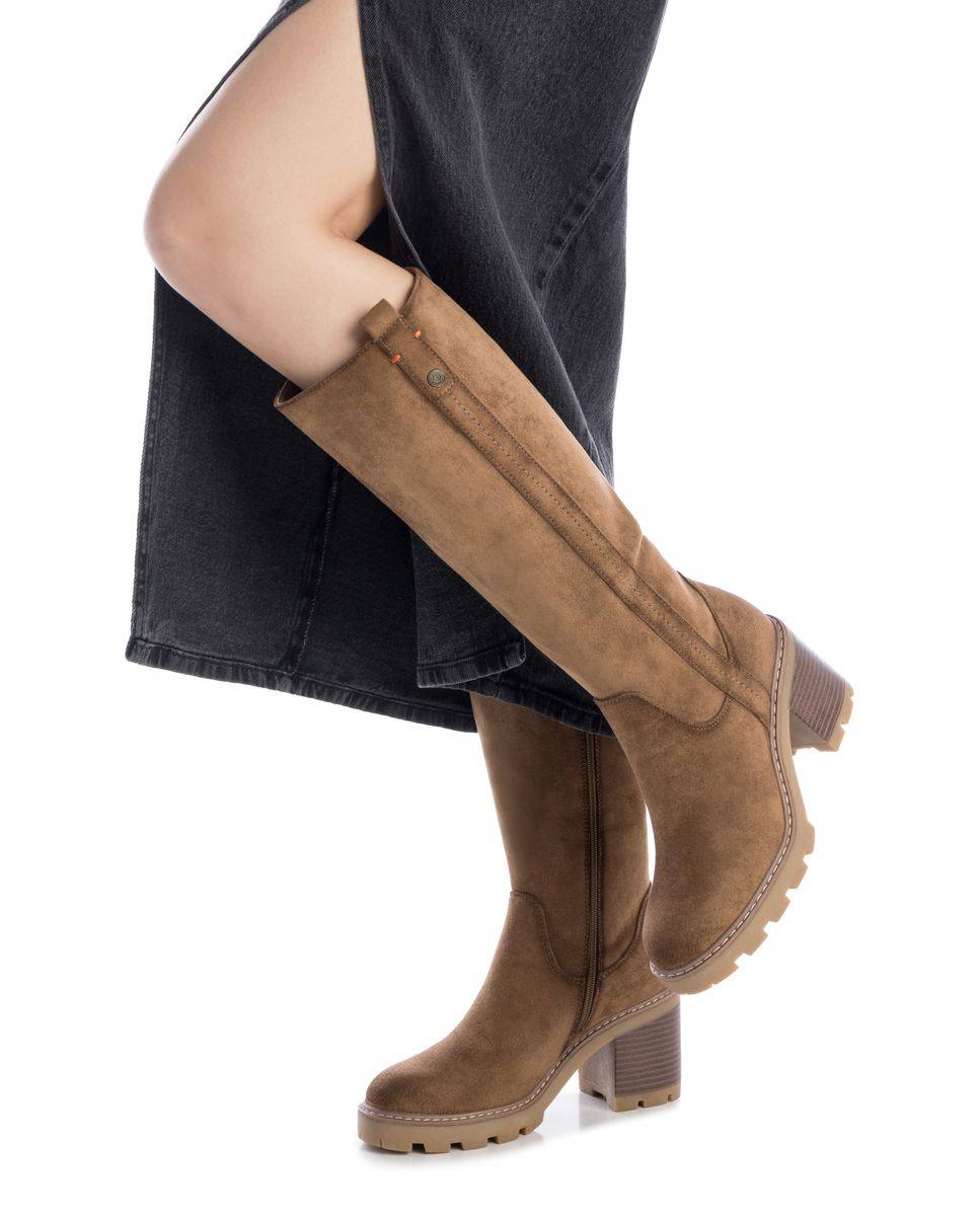 Bota de mujer con cremallera de antelina - Refresh - Marrón Marrón-2