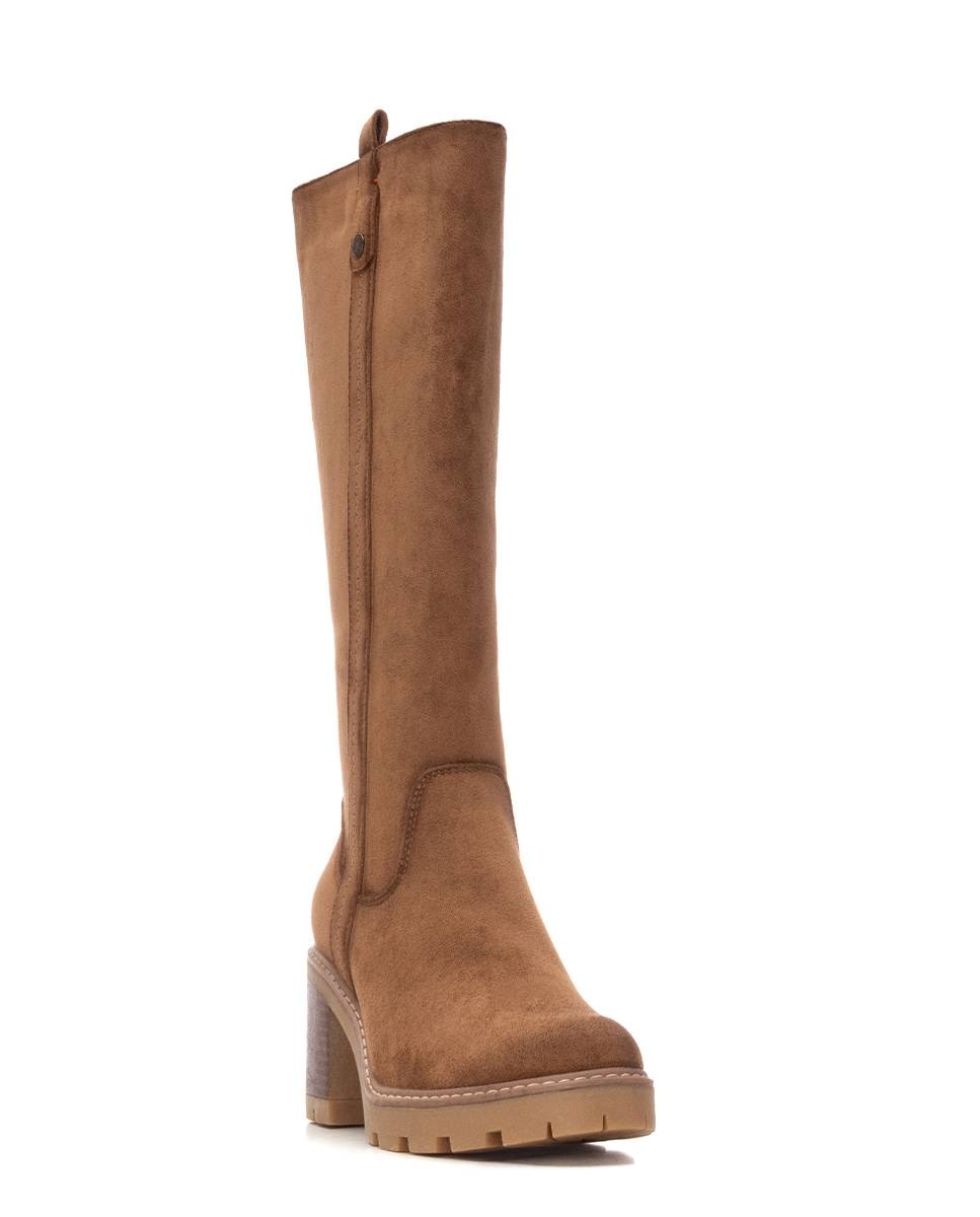 Bota de mujer con cremallera de antelina - Refresh - Marrón Marrón-3