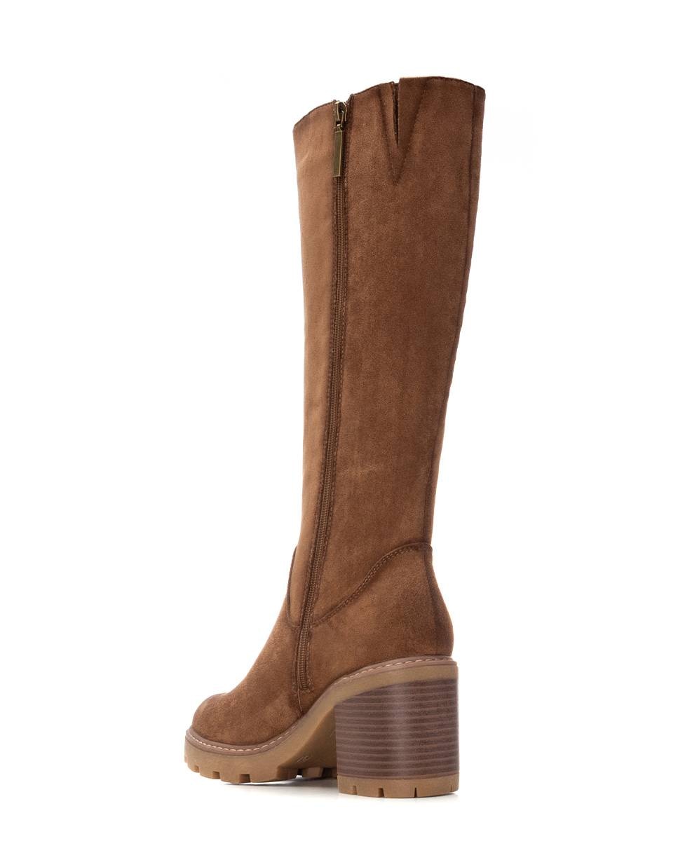 Bota de mujer con cremallera de antelina - Refresh - Marrón Marrón-4