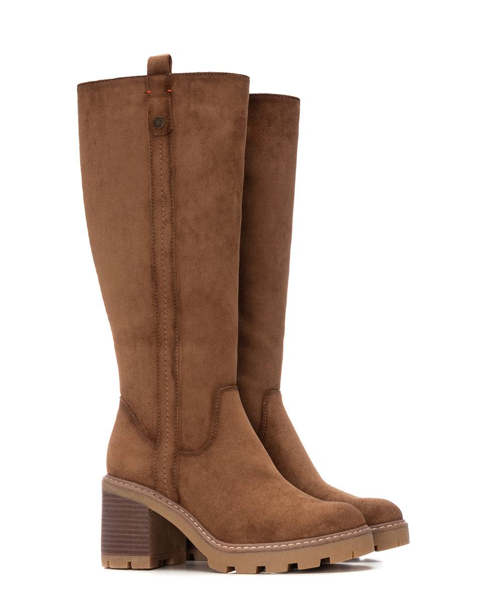 Bota de mujer con cremallera de antelina - Refresh - Marrón Marrón-5
