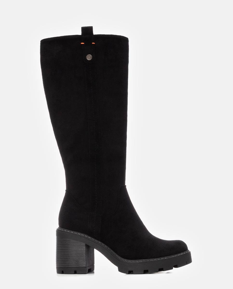Bota de mujer con cremallera de antelina - Refresh - Negro Negro-1
