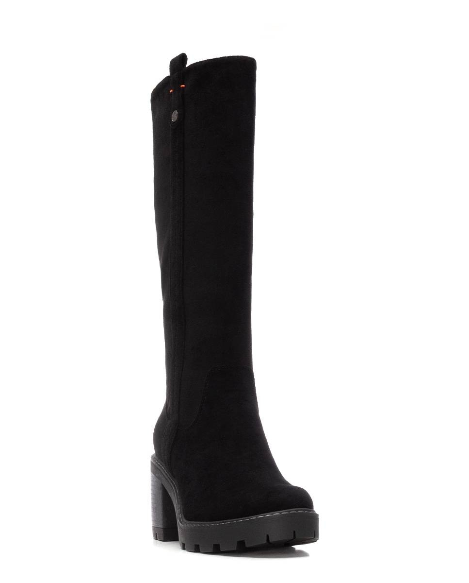 Bota de mujer con cremallera de antelina - Refresh - Negro Negro-3